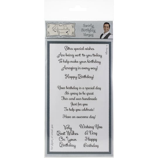 Sentimentally Yours By Phill Martin Swirly Birthday Verses Clear Stamp Set